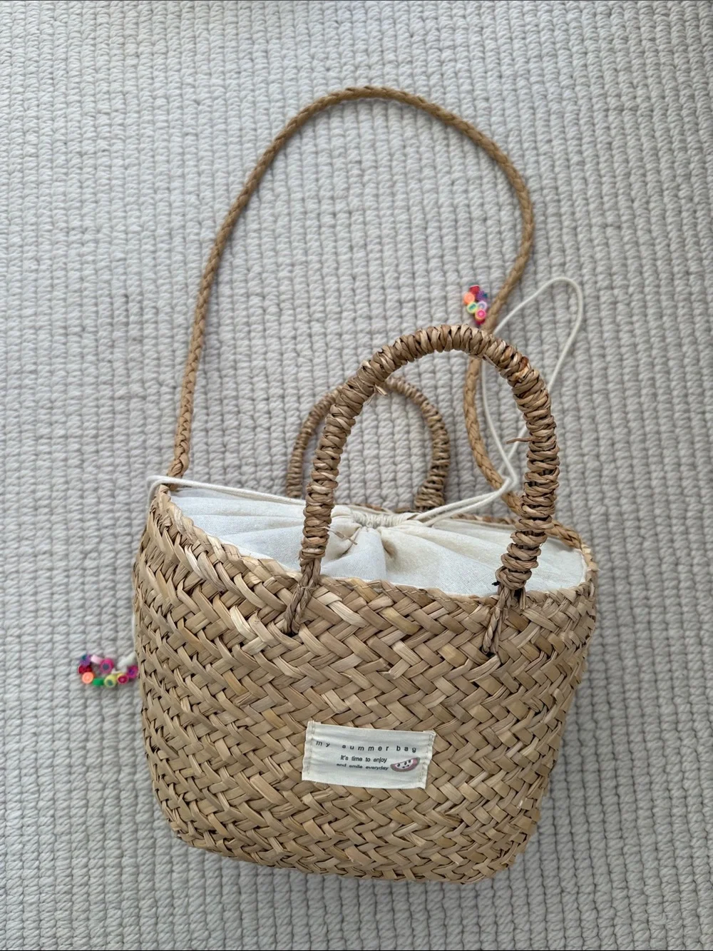 Zara girls summer basket bag with cute fruit charm details